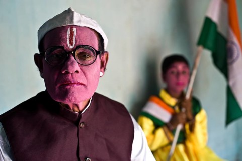 Actor playing the role of the Indian independantist Subhas Chandra Bose, Jharkhand, India, Asia