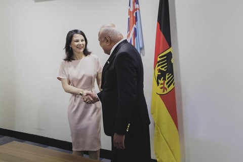 (L-R) Annalena Baerbock (Alliance 90/The Greens), Federal Foreign Minister, meets Viliame Gavoka,