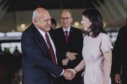 (R-L) Annalena Baerbock (Alliance 90/The Greens), Federal Foreign Minister, meets Viliame Gavoka,
