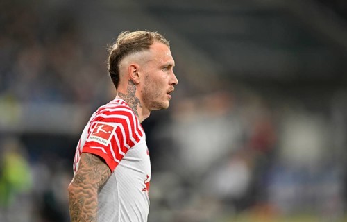 David Raum RasenBallsport Leipzig RBL (22), Tattoo, PreZero Arena, Sinsheim, Baden-Wuerttemberg,