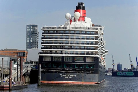 Cruise ship Queen Victoria on the Elbe in Oat harbour, Hamburg, Land Hamburg, Northern Germany,