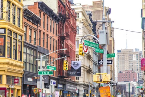Street signs at Union Square, Manhattan, New York City