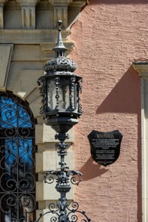 Wrought-iron lantern in front of the town hall, Kaufbeuern, Allgaeu, Swabia, Bavaria, Germany,