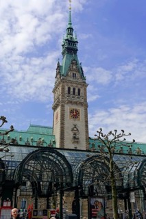 Hamburg Town Hall and Town Hall Market, Hamburg, Germany, Europe, Historic town hall with tower