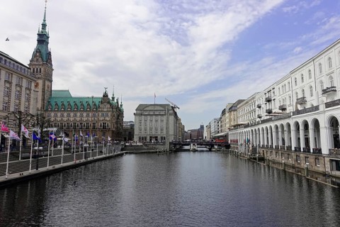 Hamburg City Hall and City Hall Market, Hamburg, Germany, Europe, View of the historic Hamburg City