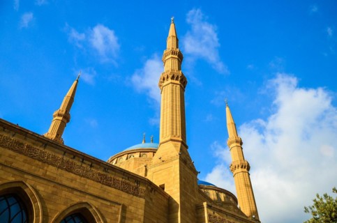 Beirut, Lebanon, April 03, 2017: Beautiful mosque Mohammad Al-Amin Mosque, located in the center of