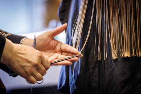 Close-up of a haircut, taken at the Coiffeur Sivan hairdressing salon in Berlin, 22/04/2024