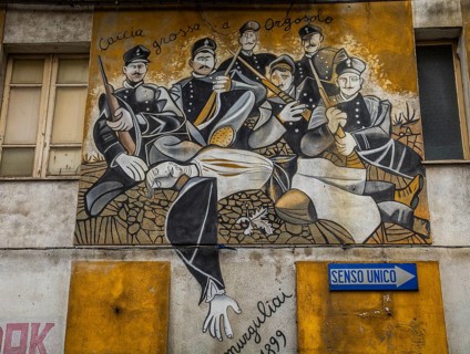 Political murals in Orgosolo, Nuoro province, Sardinia, Italy, South Europe, Europe