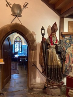 View of left access from historical dining room from reception hall of medieval Trendelburg from