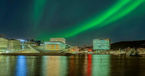 Opera and Munch Museum Night Northern Lights Oslo Norway