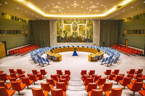 Room of the United Nations Security Council at the UN headquarters in New York