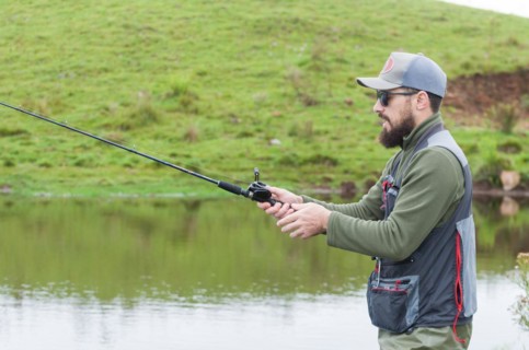 Black bass fisherman in close up, Cambara do sul, Rio Grande do sul, Brazil, South America
