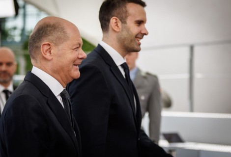 (L-R) Olaf Scholz, Federal Chancellor, and Milojko Spajic, Prime Minister of Montenegro, pictured