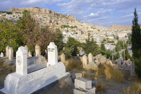 Mardin viewed from the Muhamad Zirrar Asri cemetery, Mardin, Turkey, Asia