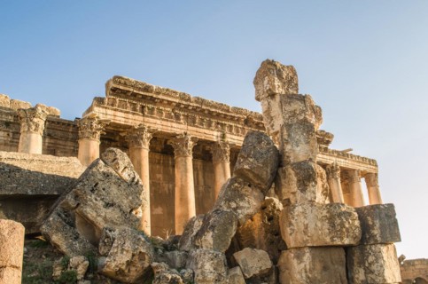 Ruins of Baalbek. Ancient city of Phenicia located in the Beca valley in Lebanon. Acropolis with
