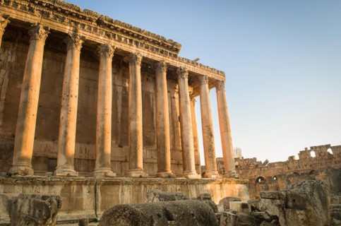 Ruins of Baalbek. Ancient city of Phenicia located in the Beca valley in Lebanon. Acropolis with