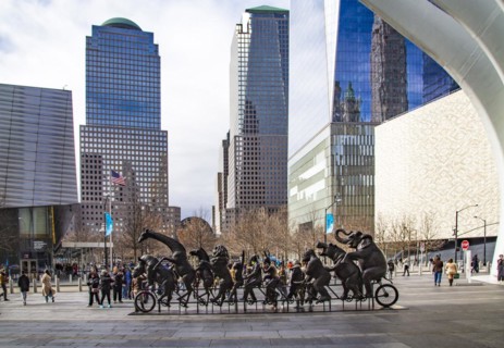 Outdoor art installation A Wild Life for Wildlife The Giant Tandem Bike by artist duo Gillie and