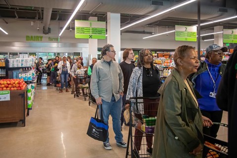 Detroit, Michigan USA, 1 May 2024, Grocery shoppers packed the Detroit People's food Co-Op on its