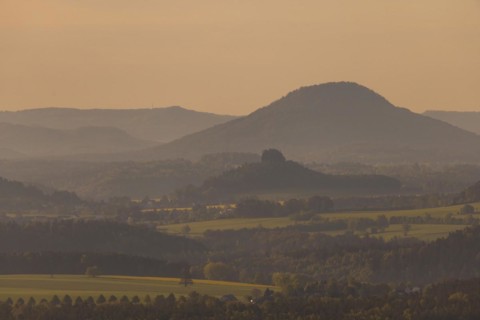 Sunrise on the Lilienstein. The Lilienstein is the most striking and best-known rock in the Elbe