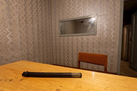 Interrogation room, rubber truncheon, former headquarters and prison of the Soviet secret service