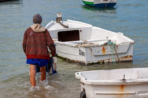 Small boats in a bay, Cadiz, Andalusia, Spain, Europe