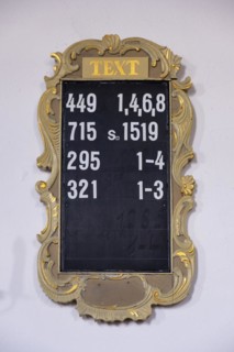 Plaque with posted hymns in the Protestant Reformed Church from 1401 in Greetsiel, Krummhoern, East