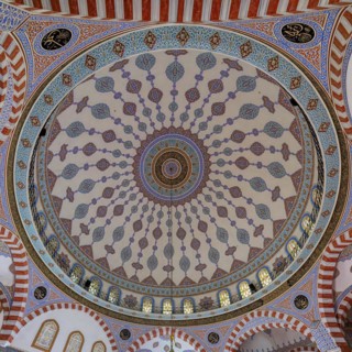 Avlusunda mosque, Prayer room cupola ceiling, Sanliurfa, Turkey, Asia