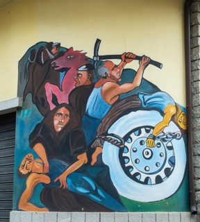 Political murals in Orgosolo, Nuoro province, Sardinia, Italy, South Europe, Europe
