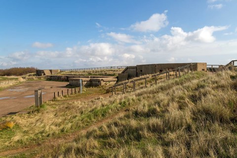 Military building Emergency Coastal Defence Battery at East Lane, Bawdsey, Suffolk, England, UK