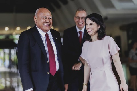(R-L) Annalena Baerbock (Alliance 90/The Greens), Federal Foreign Minister, meets Viliame Gavoka,