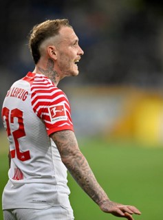 David Raum RasenBallsport Leipzig RBL (22), Tattoo, PreZero Arena, Sinsheim, Baden-Wuerttemberg,