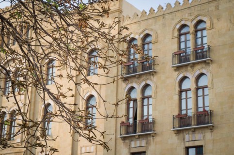 Center of Beirut, capital of Lebanon, tree and classical architecture and characteristic of the