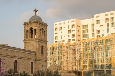 Center of Beirut, capital of Lebanon, tree and classical architecture and characteristic of the