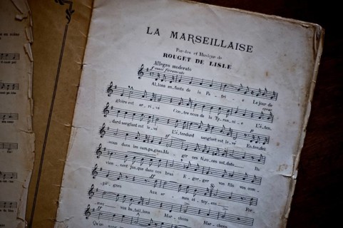 Music scroll of the french national anthem, La Marseillaise, France, Europe