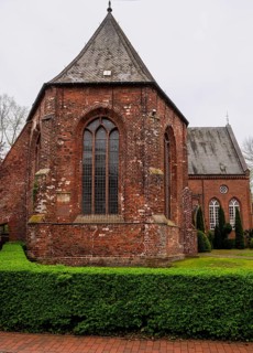 Protestant Reformed St George's Church, east facade, in the small town of Weener, district of Leer,