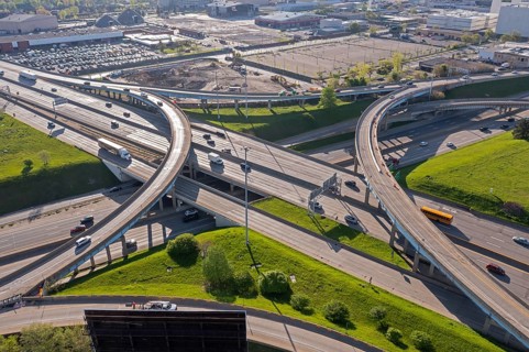 Detroit, Michigan, The interchange between Interstate 94 (top) and Interstate 75 in midtown Detroit