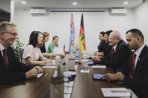 (L-R) Annalena Baerbock (Alliance 90/The Greens), Federal Foreign Minister, meets Viliame Gavoka,