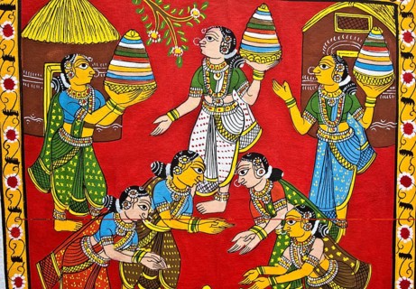 Cheriyal scroll painting, Telangana, India, traditional art, hindu mythology, vanishing tradition,