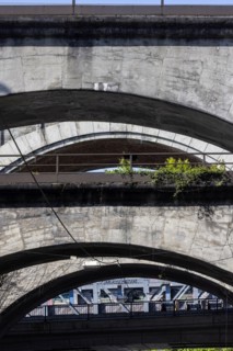 Railway bridges at Nordbahnhof, infrastructure of Deutsche Bahn AG, concrete arch bridges,