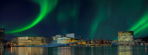Opera Munch Museum Panorama Northern Lights Oslo Norway