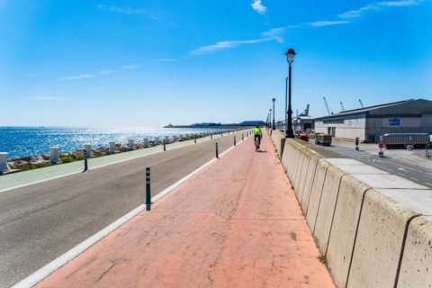 Moll de Llevant waterfront promenade, a 4.5 km long promenade for joggers, walkers, cyclists and