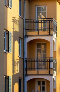 House facade of a holiday home complex in Ruegen, Mecklenburg-Western Pomerania, Germany, Europe