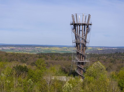 Schoenbuchturm, observation tower in Schoenbuch Nature Park, aerial view, Herrenberg,