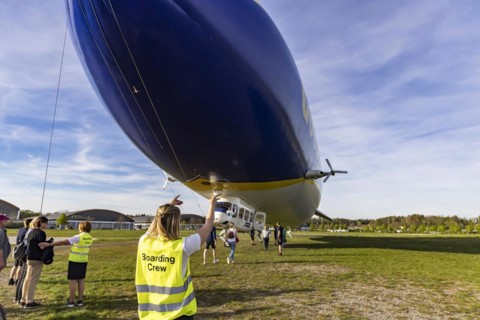 Zeppelin ready for take-off for a sightseeing flight, Tourism on Lake Constance, Friedrichshafen,