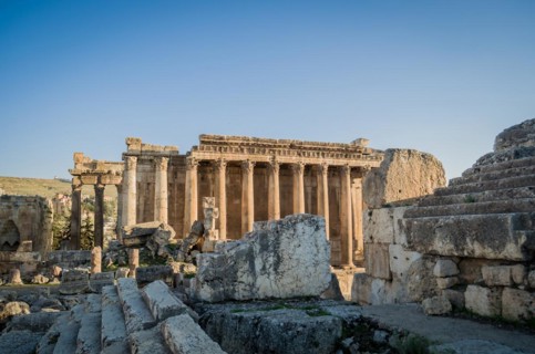 Ruins of Baalbek. Ancient city of Phenicia located in the Beca valley in Lebanon. Acropolis with