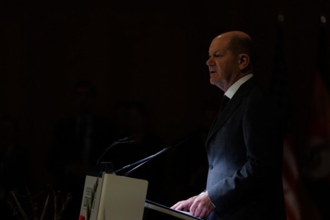 Olaf Scholz, Federal Chancellor, during his speech at the Petersberg Climate Dialogue 2024 at the
