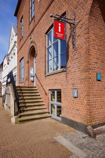 Tourist information office in the old town hall in the centre of Husum, North Friesland district,