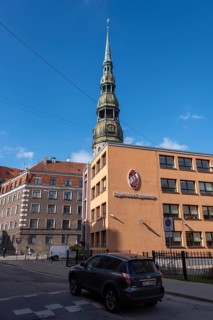 St Peter's Church, considered the cradle of the Reformation in the Baltic States, in front of that