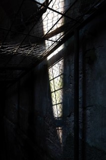 Barred inner courtyard, former headquarters and prison of the Soviet secret service KGB, Riga,