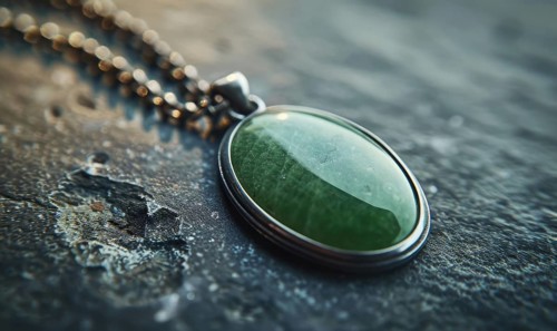 A necklace featuring a lustrous jade gemstone pendant AI generated